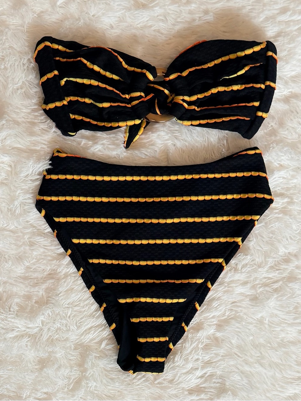Montce Swim Rasta Scallop Bikini Set - Small Top / Medium Bottom
